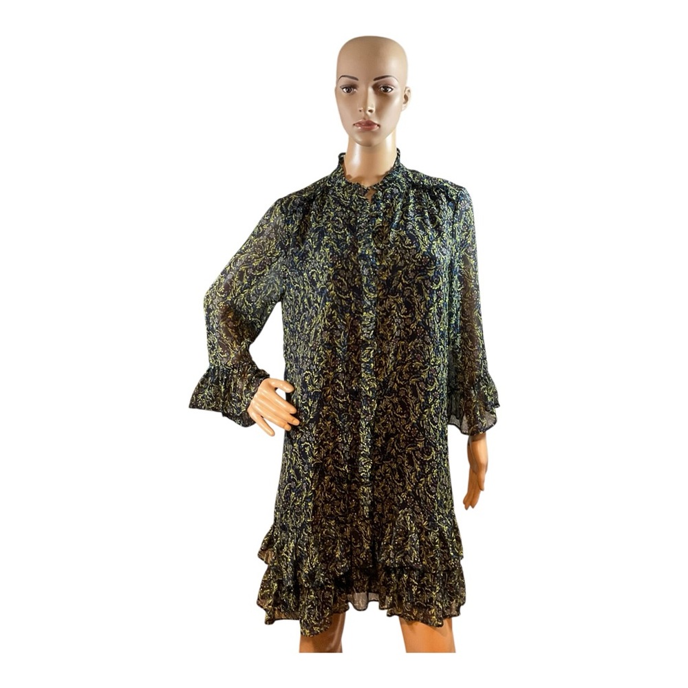 Cece Women's Long Sleeve Mock Neck Floral-Print Smocked Dress Black Size 12